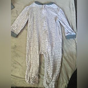 Blue polka dot bamboo footie